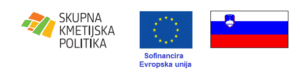 Komplet logotipov za označitev vira financiranja - skupna kmetijska politika, EU zastava, slovenska zastava, slogan Sofinancira Evropska unija